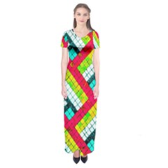 Pop Art Mosaic Short Sleeve Maxi Dress by essentialimage365