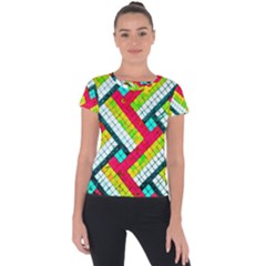 Pop Art Mosaic Short Sleeve Sports Top  by essentialimage365