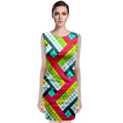 Pop Art Mosaic Sleeveless Velvet Midi Dress by essentialimage365