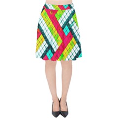 Pop Art Mosaic Velvet High Waist Skirt by essentialimage365