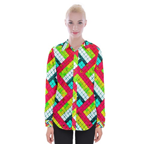 Pop Art Mosaic Womens Long Sleeve Shirt by essentialimage365