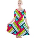 Pop Art Mosaic Quarter Sleeve A-Line Dress View1