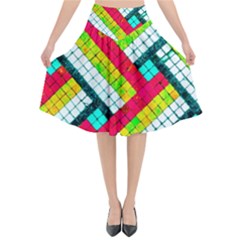 Pop Art Mosaic Flared Midi Skirt by essentialimage365