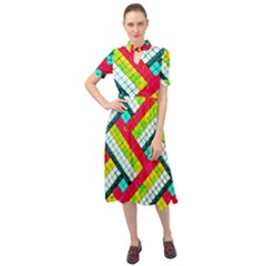 Pop Art Mosaic Keyhole Neckline Chiffon Dress by essentialimage365