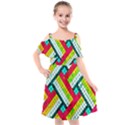 Pop Art Mosaic Kids  Cut Out Shoulders Chiffon Dress View1