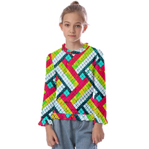 Pop Art Mosaic Kids  Frill Detail Tee by essentialimage365