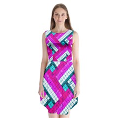 Pop Art Mosaic Sleeveless Chiffon Dress  