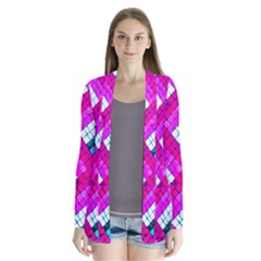 Pop Art Mosaic Drape Collar Cardigan