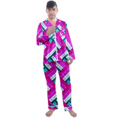 Pop Art Mosaic Men s Long Sleeve Satin Pajamas Set by essentialimage365