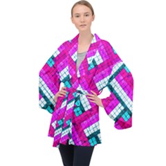 Pop Art Mosaic Long Sleeve Velvet Kimono  by essentialimage365