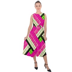 Pop Art Mosaic Midi Tie-back Chiffon Dress by essentialimage365