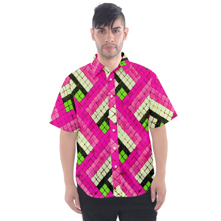 Pop Art Mosaic Men s Short Sleeve Shirt