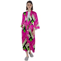 Pop Art Mosaic Maxi Satin Kimono by essentialimage365