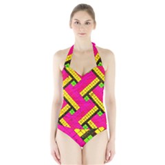 Pop Art Mosaic Halter Swimsuit by essentialimage365