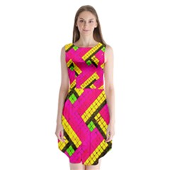 Pop Art Mosaic Sleeveless Chiffon Dress   by essentialimage365