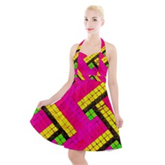 Pop Art Mosaic Halter Party Swing Dress  by essentialimage365