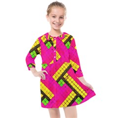 Pop Art Mosaic Kids  Quarter Sleeve Shirt Dress by essentialimage365