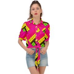 Pop Art Mosaic Tie Front Shirt  by essentialimage365