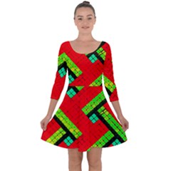 Pop Art Mosaic Quarter Sleeve Skater Dress by essentialimage365