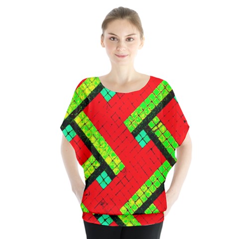 Pop Art Mosaic Batwing Chiffon Blouse by essentialimage365