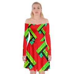 Pop Art Mosaic Off Shoulder Skater Dress by essentialimage365