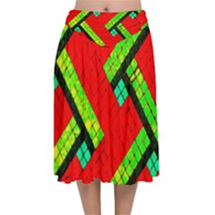 Pop Art Mosaic Velvet Flared Midi Skirt by essentialimage365