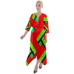 Pop Art Mosaic Quarter Sleeve Wrap Front Maxi Dress by essentialimage365