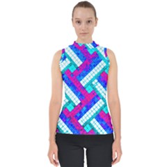 Pop Art Mosaic Mock Neck Shell Top by essentialimage365