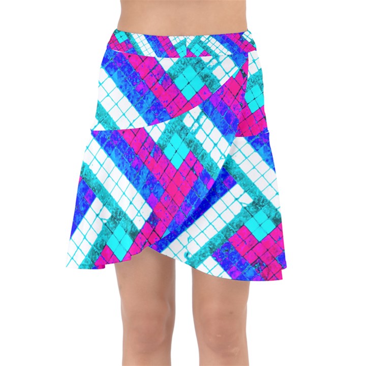 Pop Art Mosaic Wrap Front Skirt