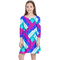 Pop Art Mosaic Kids  Quarter Sleeve Skater Dress by essentialimage365