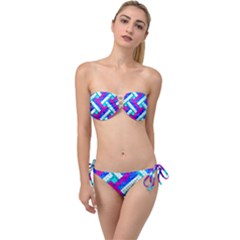 Pop Art Mosaic Twist Bandeau Bikini Set by essentialimage365