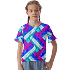 Pop Art Mosaic Kids  Cuff Sleeve Scrunch Bottom Tee