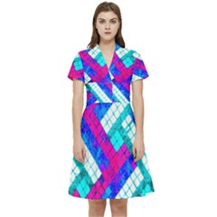 Pop Art Mosaic Short Sleeve Waist Detail Dress by essentialimage365