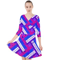 Pop Art Mosaic Quarter Sleeve Front Wrap Dress by essentialimage365