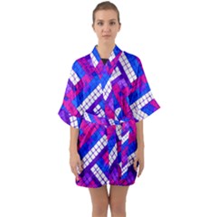 Pop Art Mosaic Half Sleeve Satin Kimono  by essentialimage365