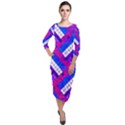 Pop Art Mosaic Quarter Sleeve Midi Velour Bodycon Dress View1