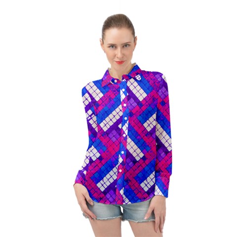 Pop Art Mosaic Long Sleeve Chiffon Shirt by essentialimage365