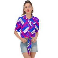 Pop Art Mosaic Tie Front Shirt  by essentialimage365