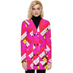 Pop Art Mosaic Button Up Hooded Coat 