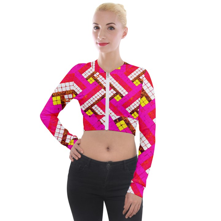 Pop Art Mosaic Long Sleeve Cropped Velvet Jacket