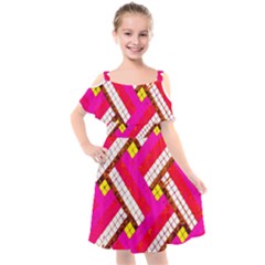 Pop Art Mosaic Kids  Cut Out Shoulders Chiffon Dress by essentialimage365