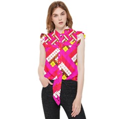 Pop Art Mosaic Frill Detail Shirt