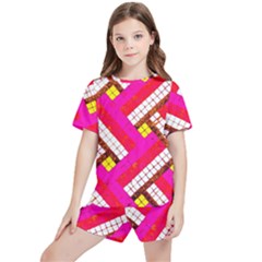 Pop Art Mosaic Kids  Tee And Sports Shorts Set