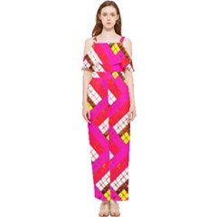 Pop Art Mosaic Draped Sleeveless Chiffon Jumpsuit