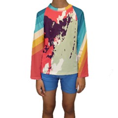 Abstract Colorful Pattern Kids  Long Sleeve Swimwear by AlphaOmega