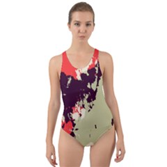 Abstract Colorful Pattern Cut-out Back One Piece Swimsuit by AlphaOmega