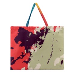 Abstract Colorful Pattern Zipper Large Tote Bag by AlphaOmega