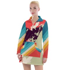 Abstract Colorful Pattern Women s Long Sleeve Casual Dress by AlphaOmega