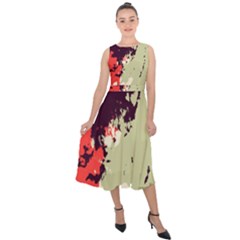 Abstract Colorful Pattern Midi Tie-back Chiffon Dress by AlphaOmega