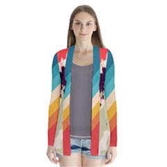 Abstract Colorful Pattern Drape Collar Cardigan by AlphaOmega